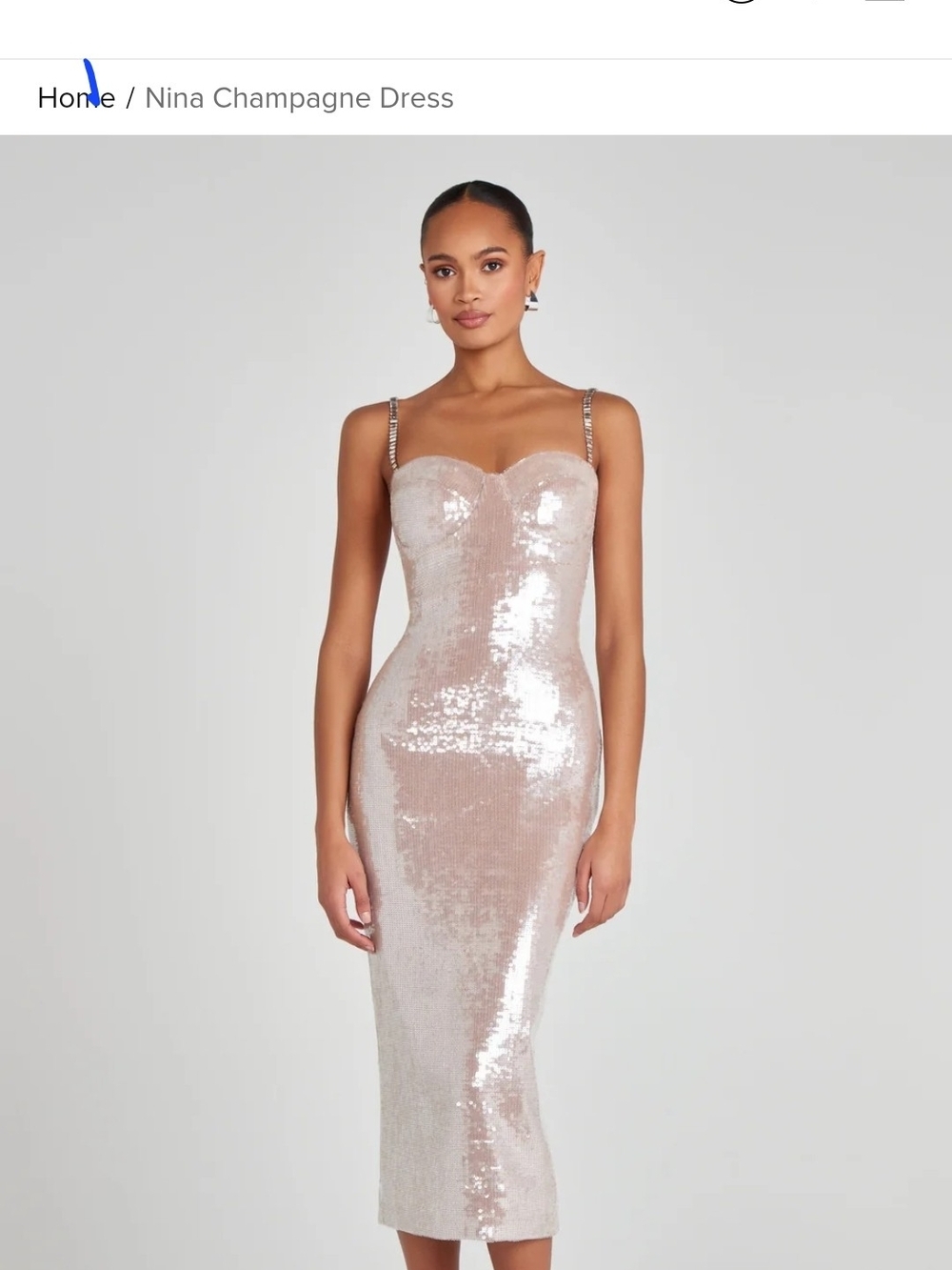 Nadine MERABI -Nina Rose Gold Sequin Midi Dress